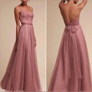 Waters BHLDN Tinsley Dress Rosey Mauve Tulle Sleeveless Bridesmaid Bow Size 0